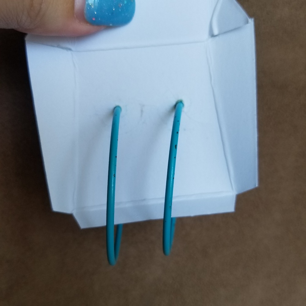 Hot Topic Light Blue Used Hoop Earrings